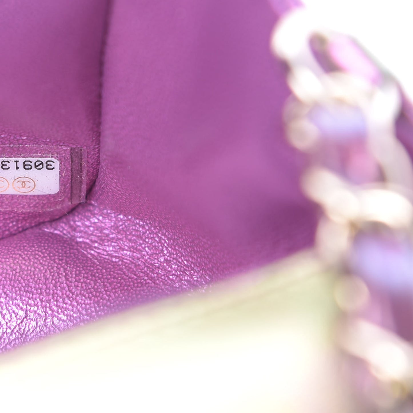 Iridescent Lambskin Quilted Mini Rectangular Flap Purple