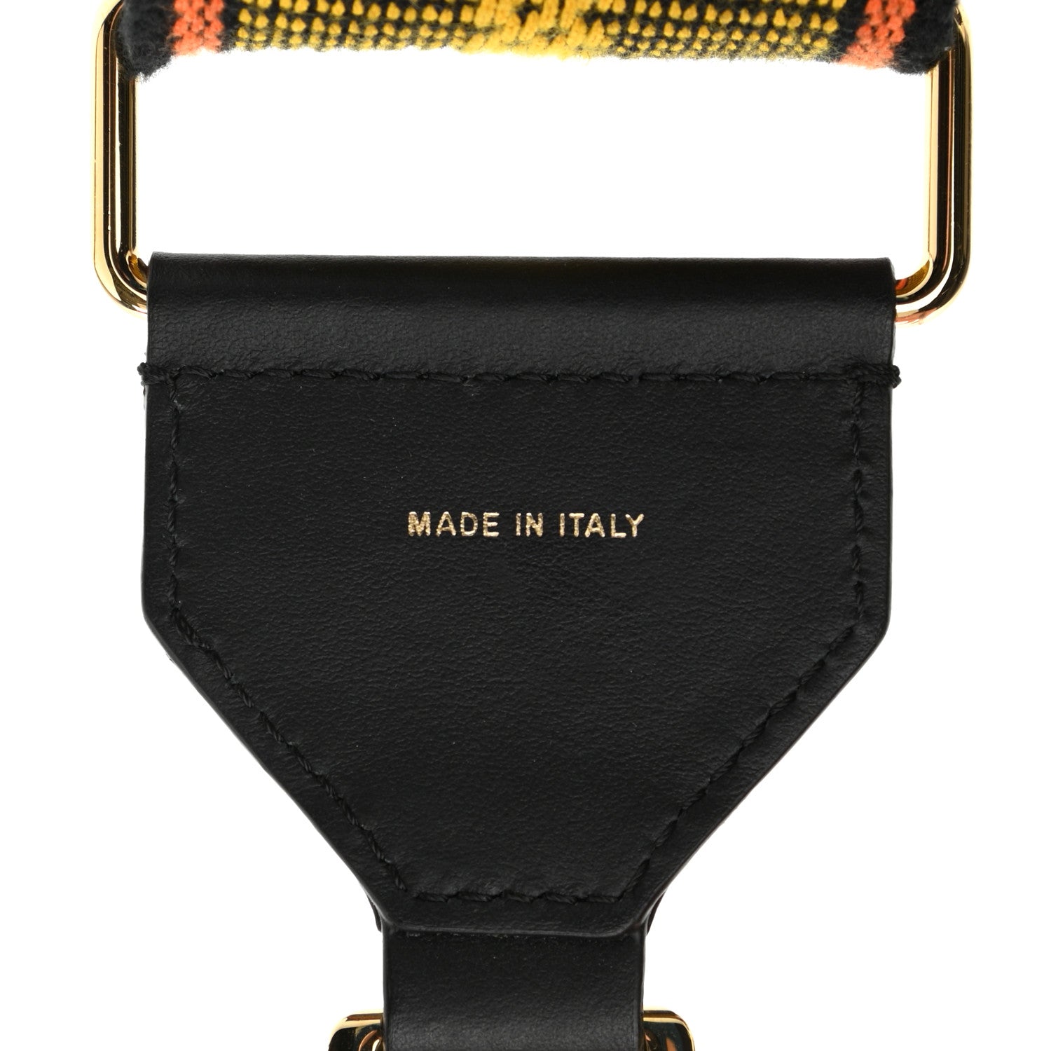 Fendi Cannete Ribbon Poly Vitello Century Logo Adjustable Strap You Giallo Black 5 of 6