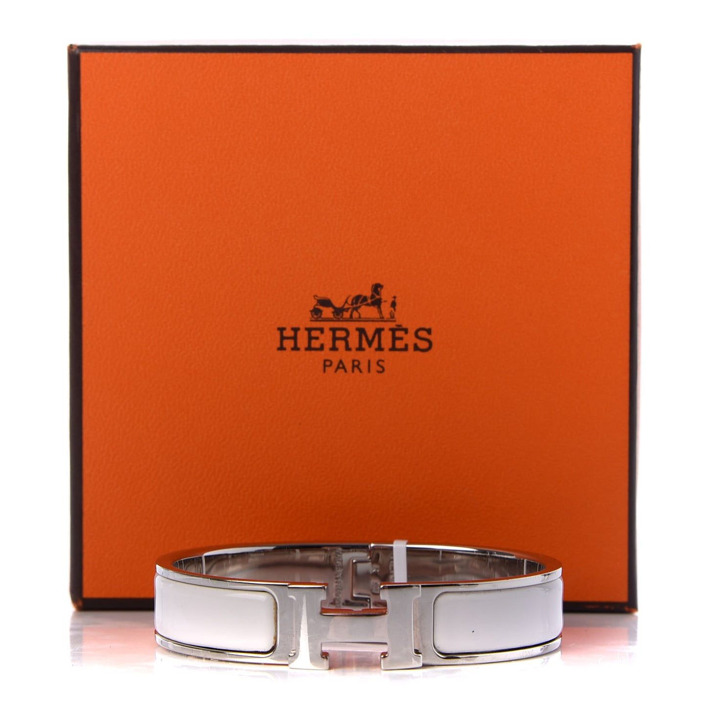 Enamel Narrow Clic Clac H Bracelet PM White