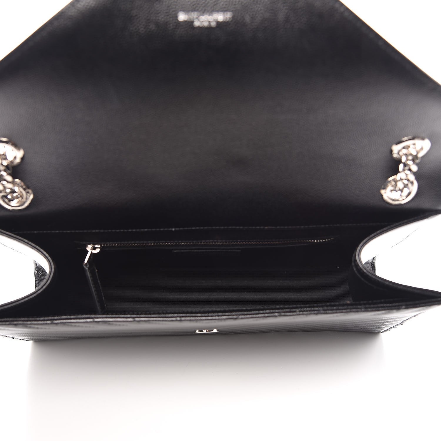 Saint Laurent Grain De Poudre Matelasse Chevron Large Monogram Satchel Black 5 of 7