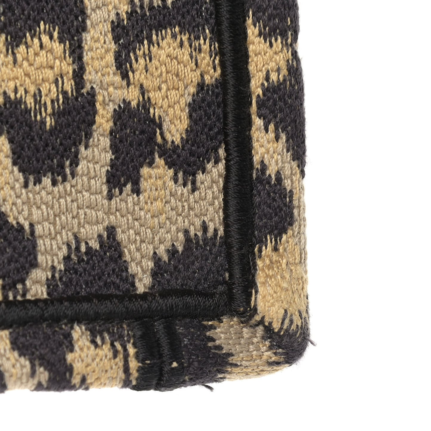 Canvas Mizza Embroidered Medium Leopard Book Tote Beige