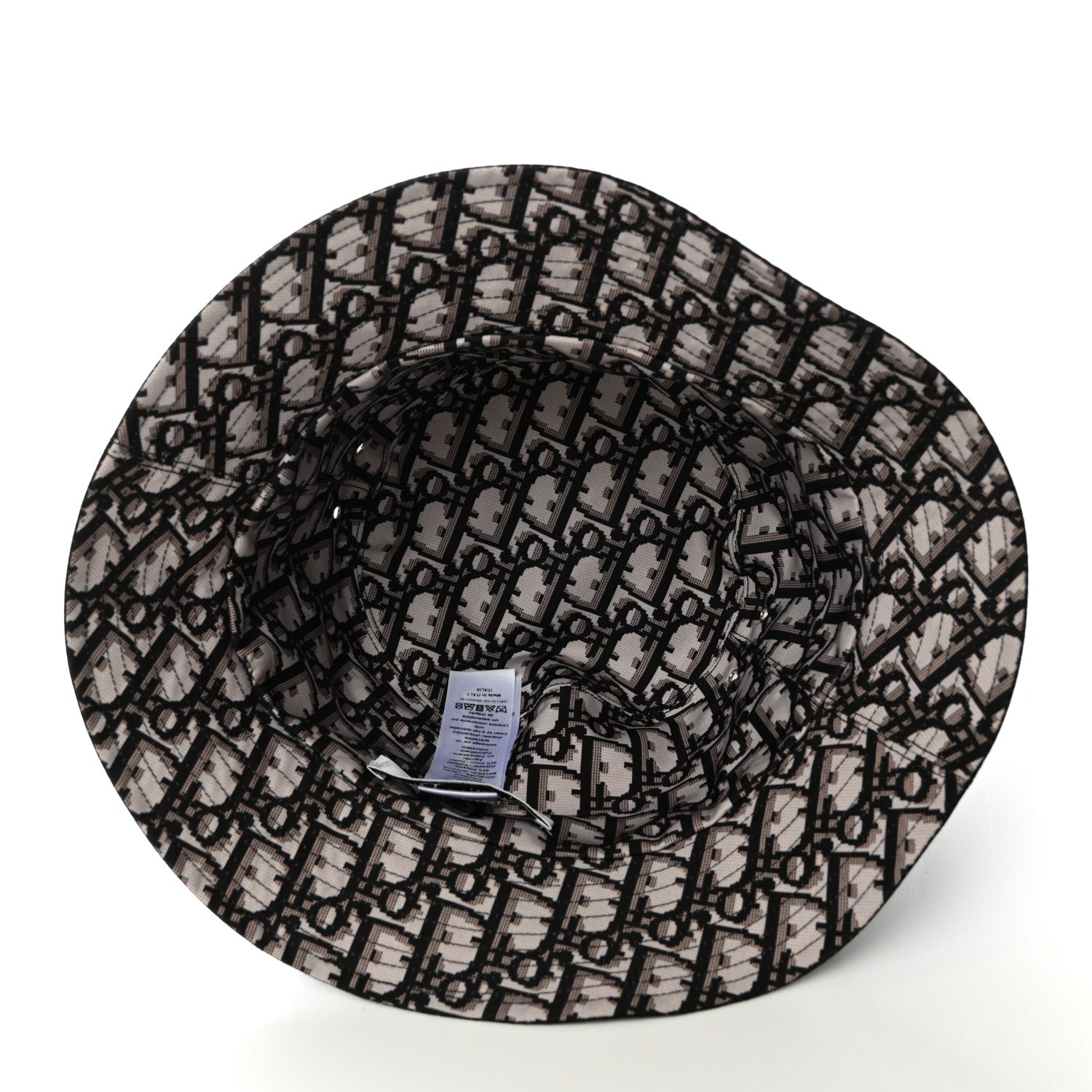 Christian Dior Polyester Cotton Oblique Teddy-D Brim Bucket Hat 57 Black 12 of 23