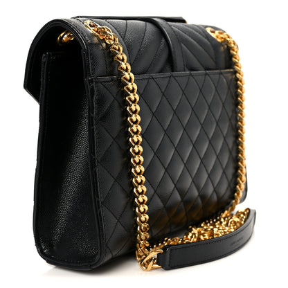 Saint Laurent Grain De Poudre Textured Mixed Matelasse Triquilt Medium Monogram Satchel Black 3 of 12