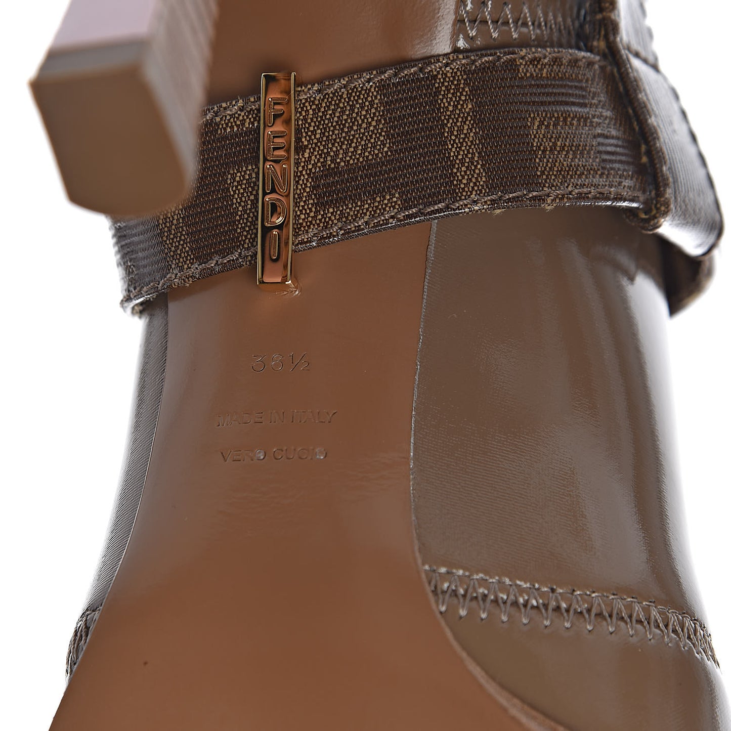 Glossy Neoprene Glazed Fabric FF FFrame Boots 36.5 Tortora Tobacco Moro