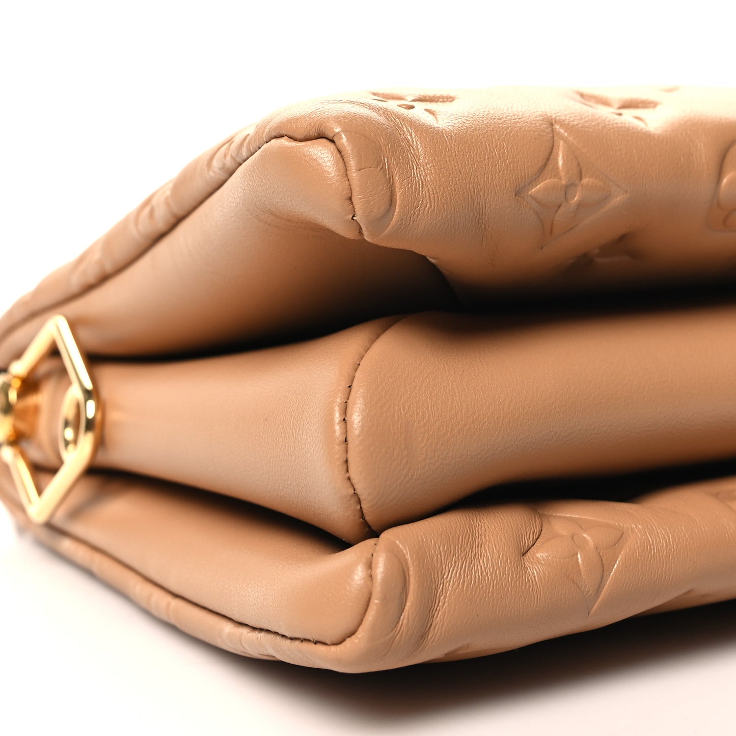 Lambskin Embossed Monogram Coussin PM Camel