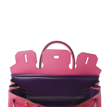 Hermes Chevre Mysore Horseshoe Birkin 30 Rose Tyrien Ultraviolet 10 of 35
