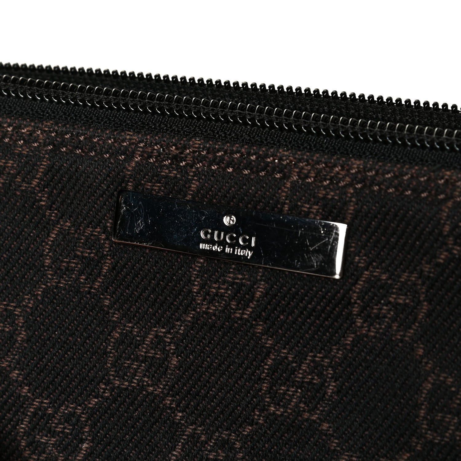 Gucci Denim Monogram Boat Pochette Dark Brown 6 of 7