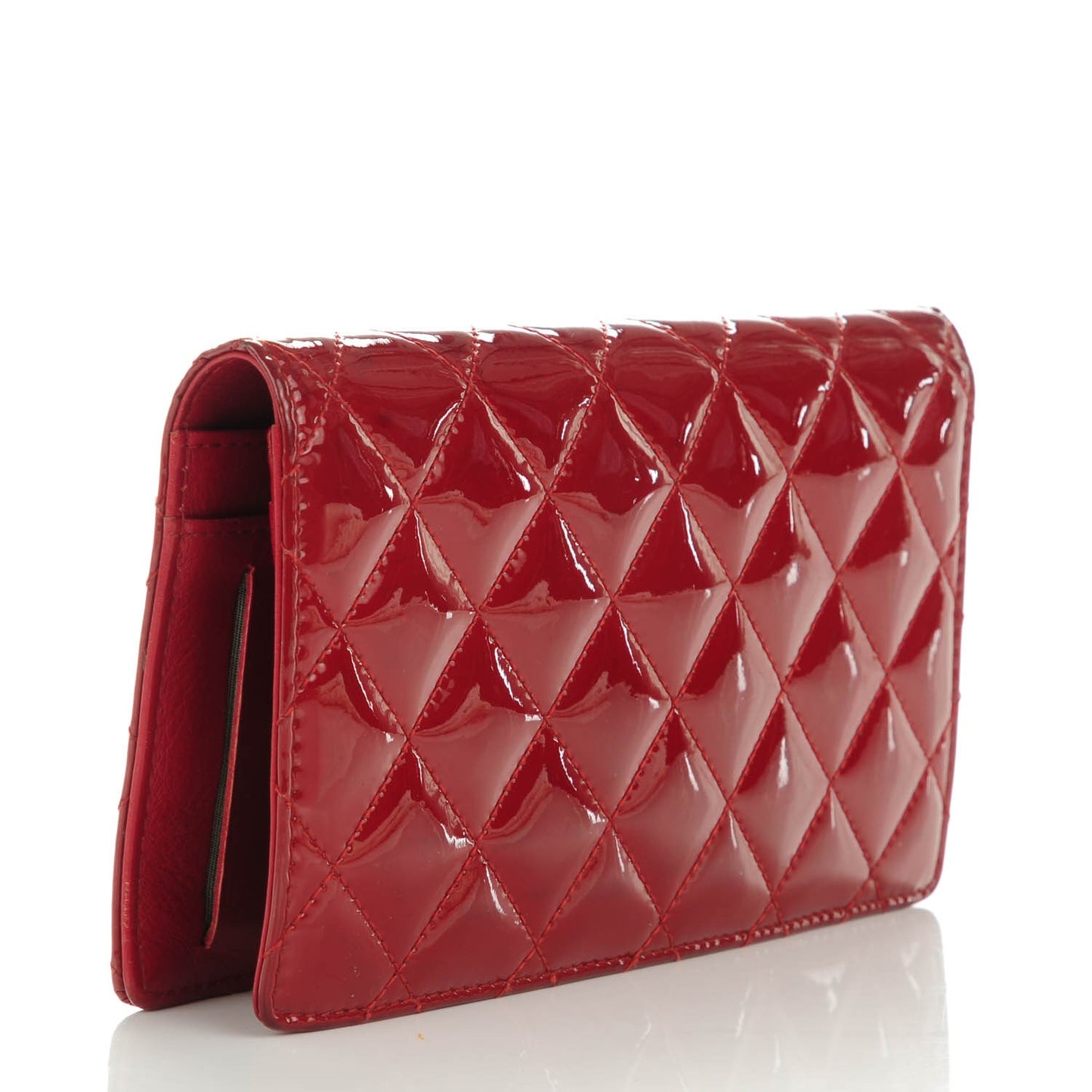 Patent Quilted Brilliant Yen Wallet Red