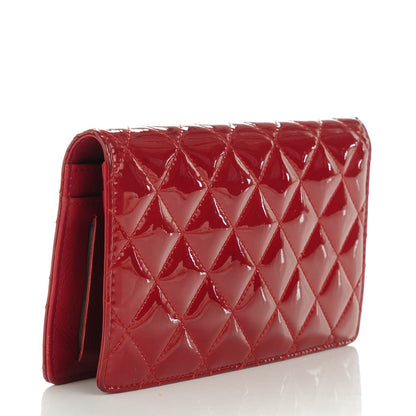 Chanel Patent Quilted Brilliant Yen Wallet Red 3 of 10