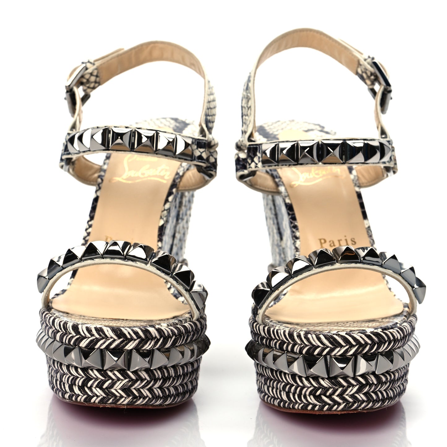 Watersnake Print Cataclou 120 Wedge Sandals 38 Roccia Gun Metal