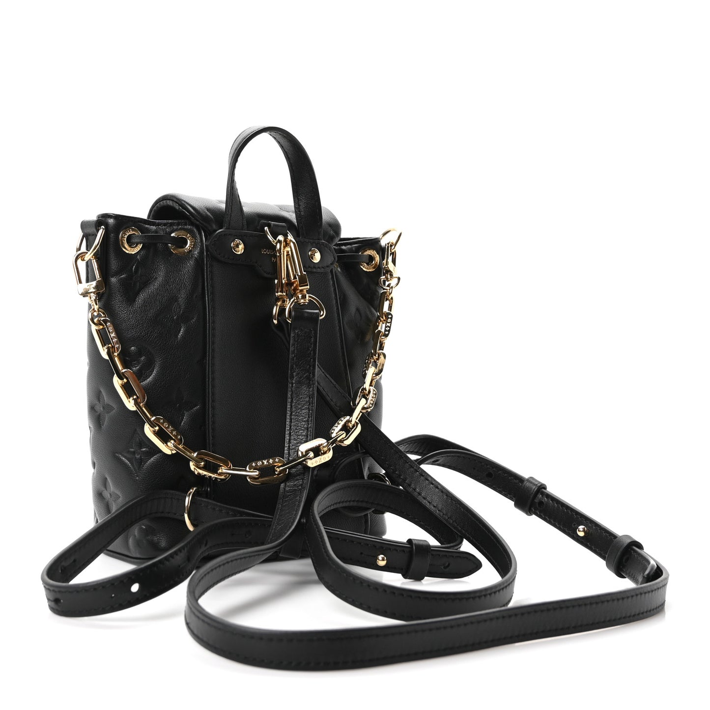 Lambskin Embossed Monogram Coussin Mini Backpack Black