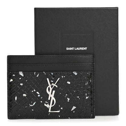 Saint Laurent Patent Snakeskin Glitter Monogram Credit Card Case Black 9 of 9