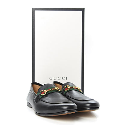 Gucci Lambskin Web Mens Horsebit Loafers 7.5 Black 10 of 10