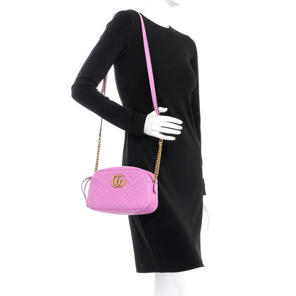 Gucci Calfskin Matelasse Small GG Marmont Chain Shoulder Bag Candy Mousse 2 of 8