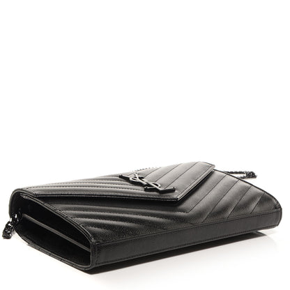 Saint Laurent Matelasse Chevron Monogramme Chain Wallet Black 4 of 10