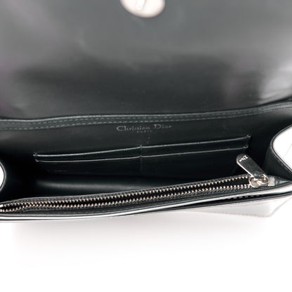 Christian Dior Metallic Patent Micro-Cannage Diorama Wallet on Chain Pouch Silver 5 of 11