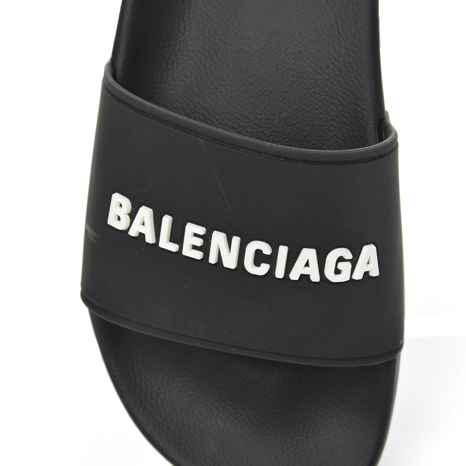 Balenciaga PVC Logo Womens Pool Slide Sandals 38 Black White 7 of 14