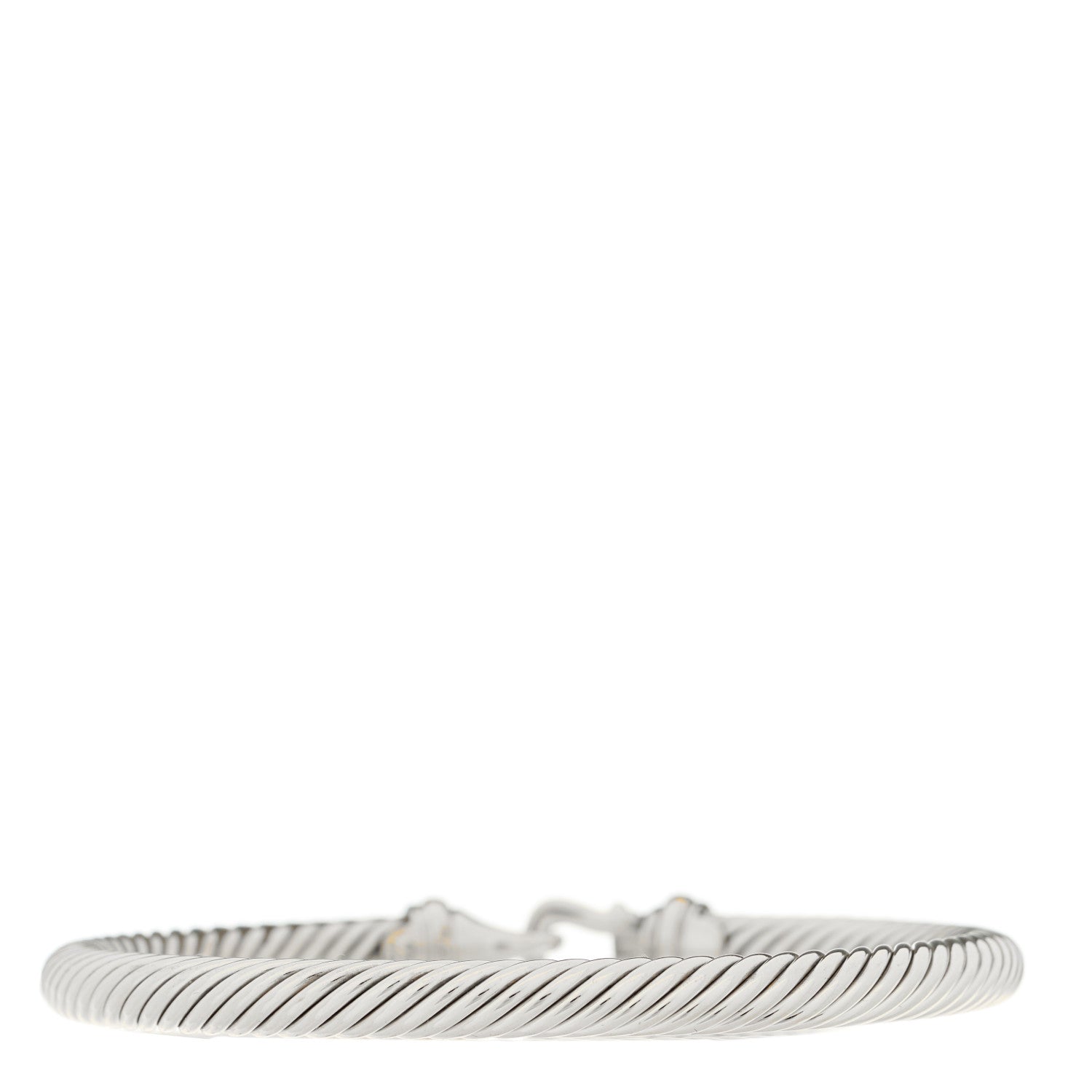 David Yurman Sterling Silver 18K Yellow Gold 5mm Cable Classic Buckle Bracelet 2 of 3