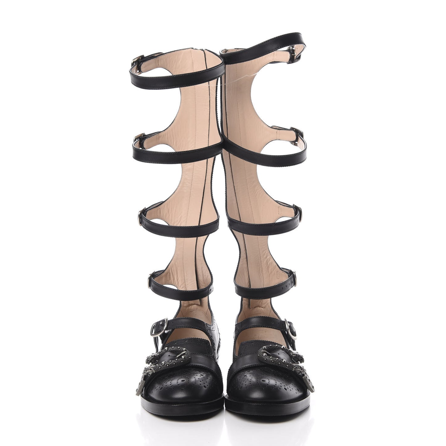 Calfskin Queercore Brogue Knee High Boots 37.5 Black