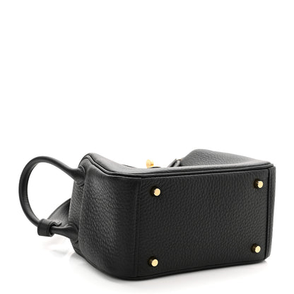 Hermes Taurillon Clemence Mini Lindy 20 Black 4 of 10