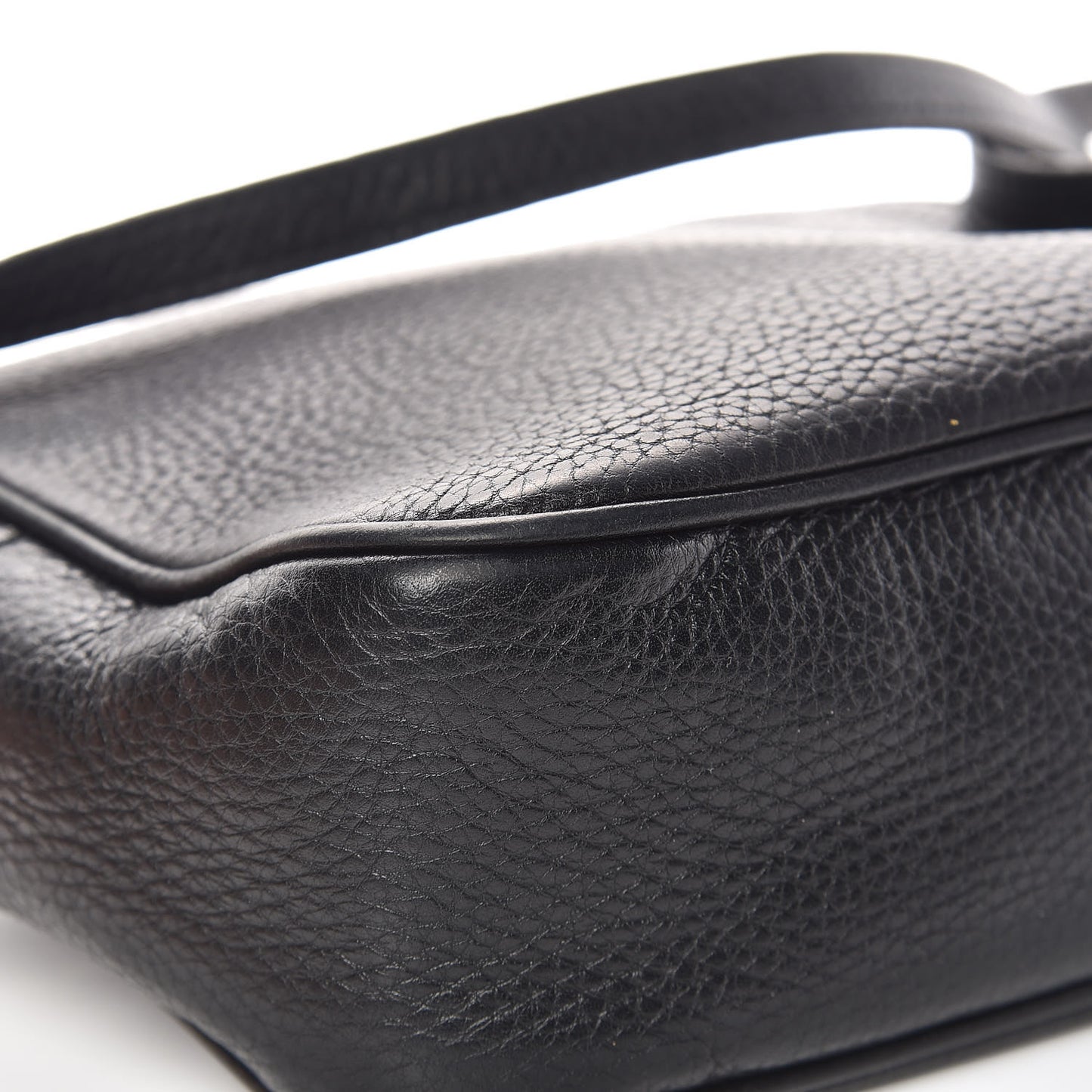 Pebbled Calfskin Small Soho Disco Bag Black