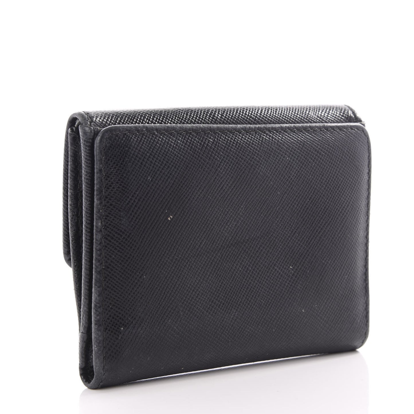 Saffiano Metal Flap Compact Wallet Black