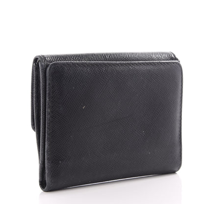 Prada Saffiano Metal Flap Compact Wallet Black 2 of 8