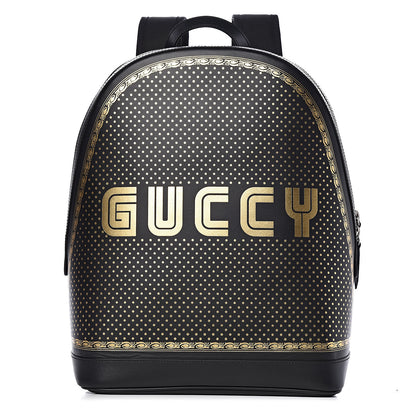 Gucci X SEGA Calfskin GUCCY Stars Dome Backpack Black Gold 1 of 11