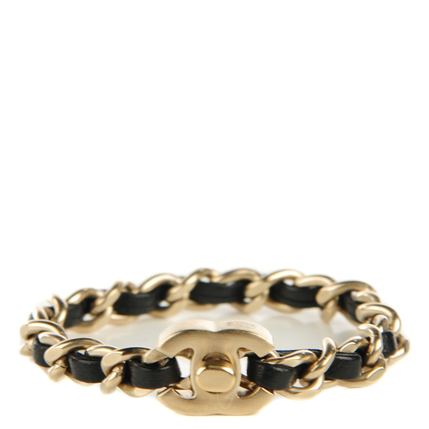 Lambskin CC Turnlock Chain Bracelet Black Gold