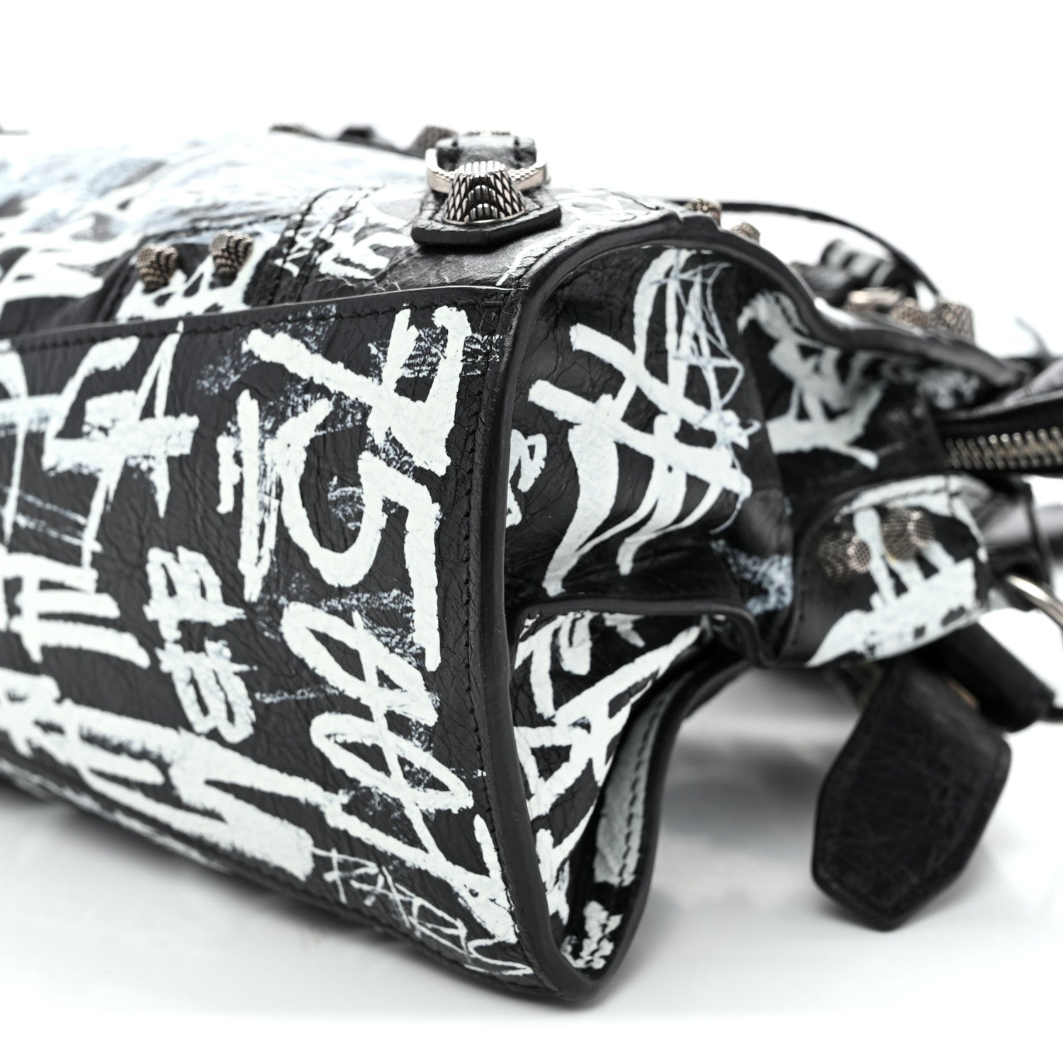 Balenciaga Agneau Arena Graffiti Neo Cagole Handbag XS Black White 11 of 11