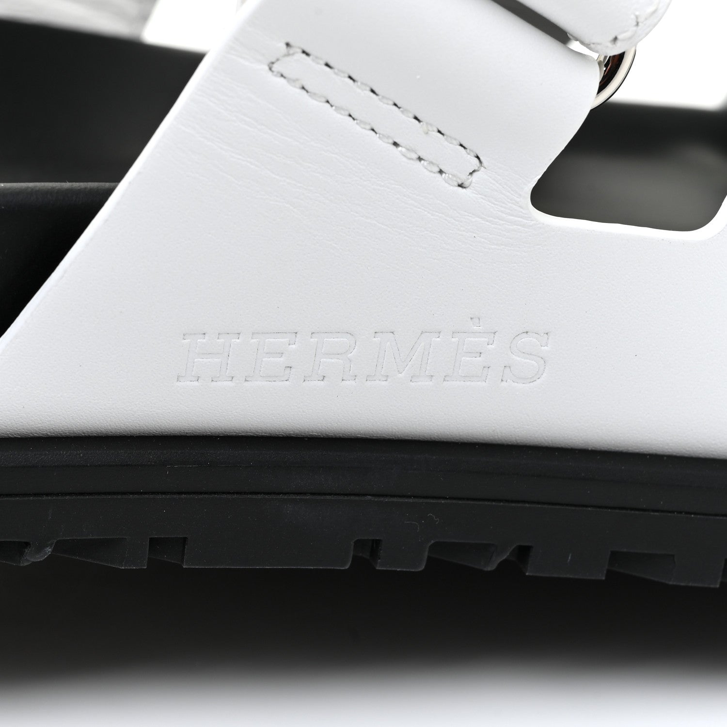 Hermes Calfskin Womens Chypre Sandals 37.5 White 10 of 13