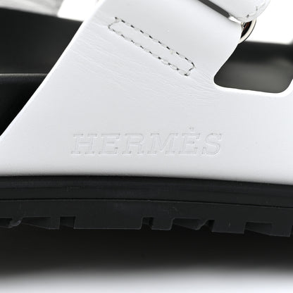 Hermes Calfskin Womens Chypre Sandals 37.5 White 10 of 13