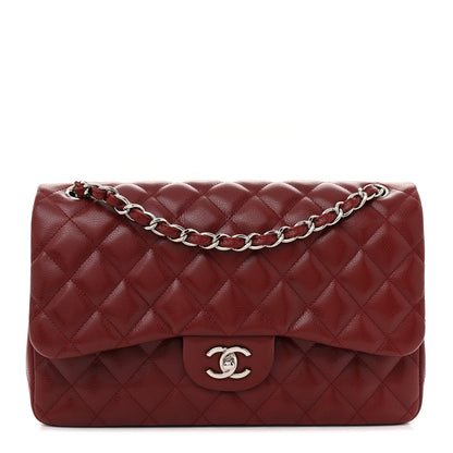 Chanel Caviar Quilted Jumbo Double Flap Dark Red 1 of 12