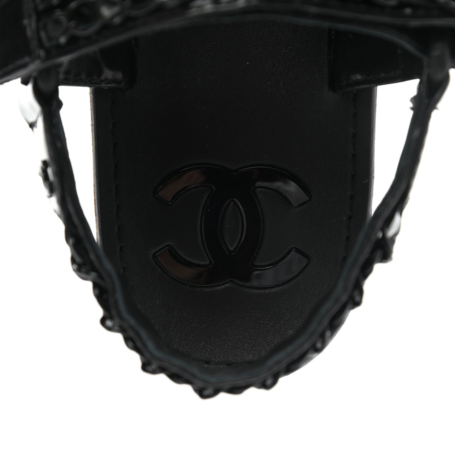 Chanel Laminated Goatskin Chain Sandals 37 So Black 7 of 8
