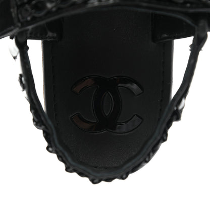 Chanel Laminated Goatskin Chain Sandals 37 So Black 7 of 8