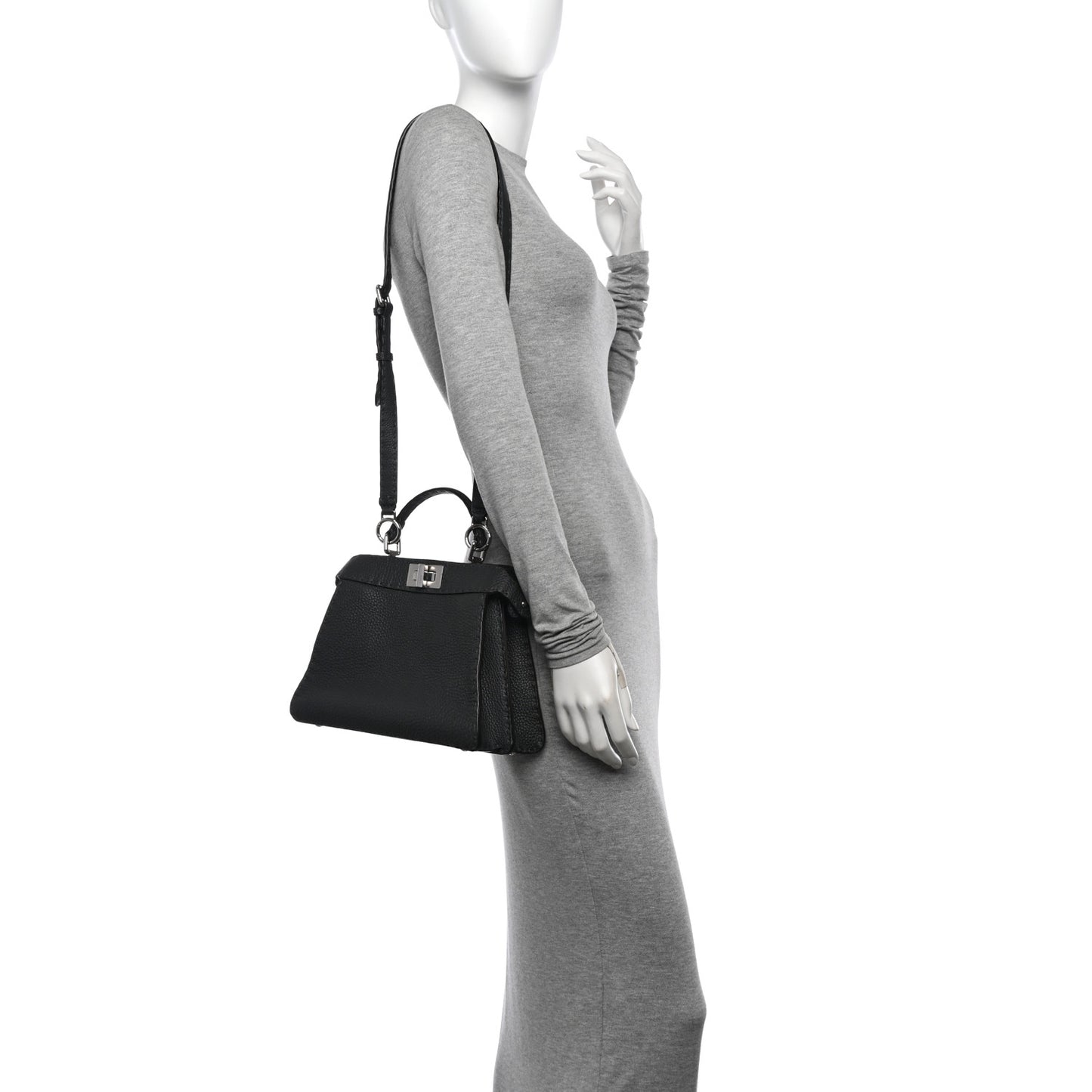 Cuoio Romano Selleria Chamois Small Peekaboo I SEE U Satchel Asfalto Camelia
