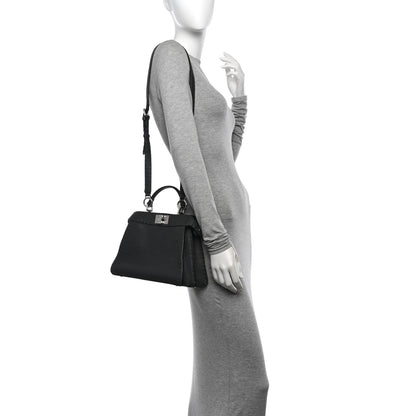 Fendi Cuoio Romano Selleria Chamois Small Peekaboo I SEE U Satchel Asfalto Camelia 3 of 10