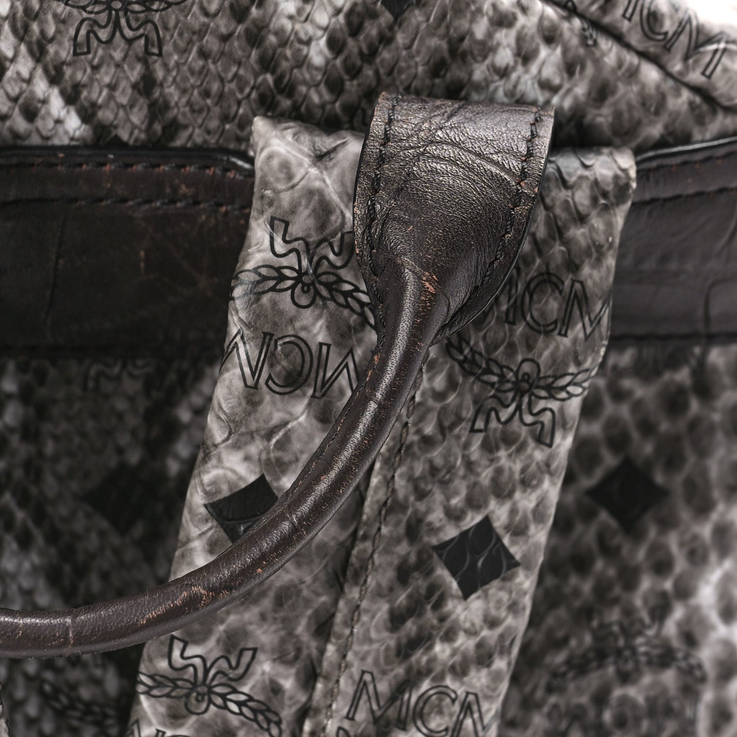 Snakeskin Medium Studded Backpack Black Multicolor