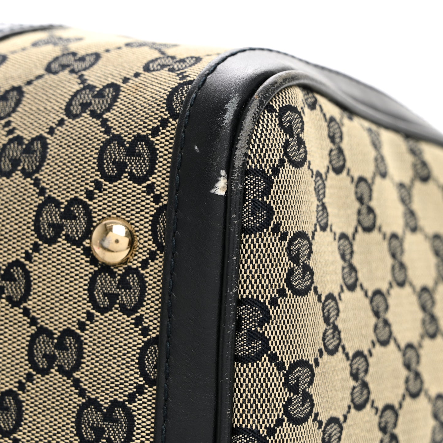 Monogram Selleria Calfskin Vintage Web Medium Boston Beige Blue