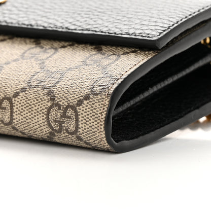 Gucci Dollar Calfskin GG Supreme Monogram Petite GG Marmont Wallet Chain Bag Black Beige Ebony 10 of 12