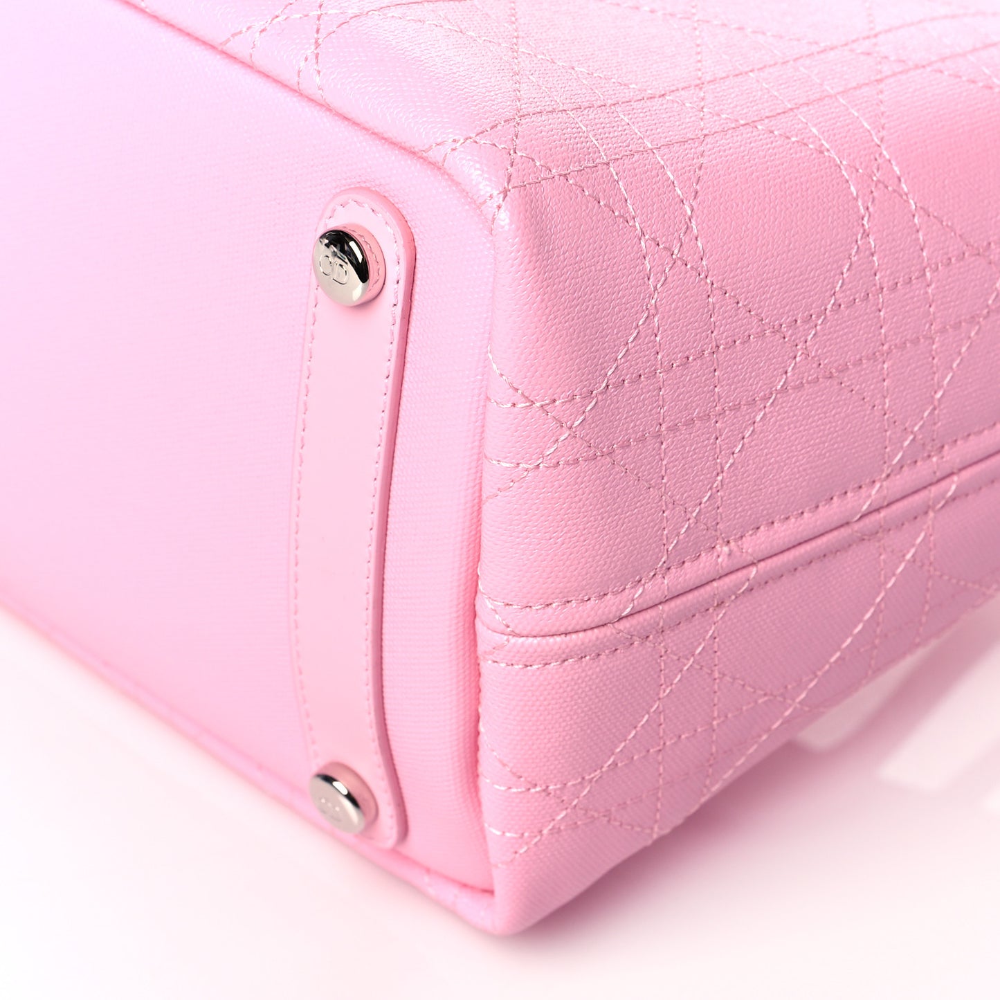 Coated Canvas Cannage Panarea Shopping Tote Pink