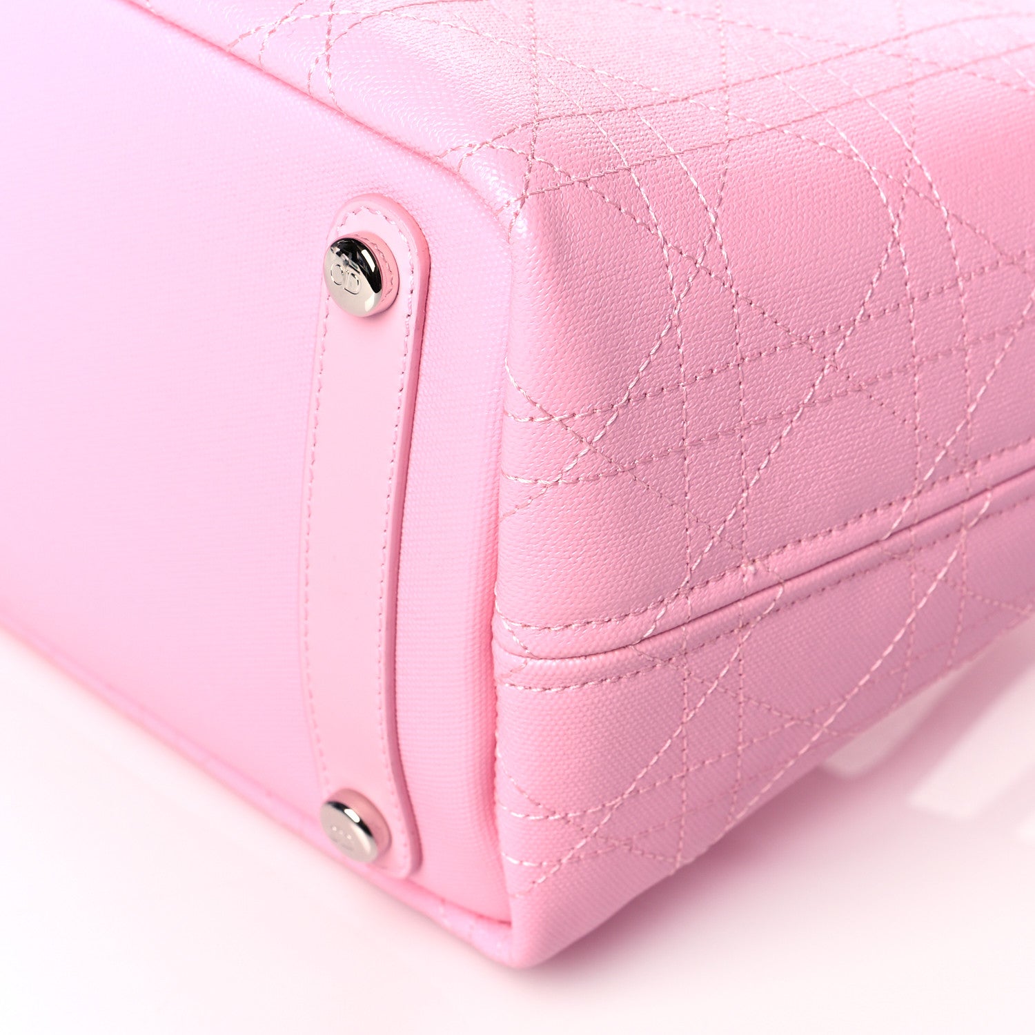 Christian Dior Coated Canvas Cannage Panarea Shopping Tote Pink 9 of 9