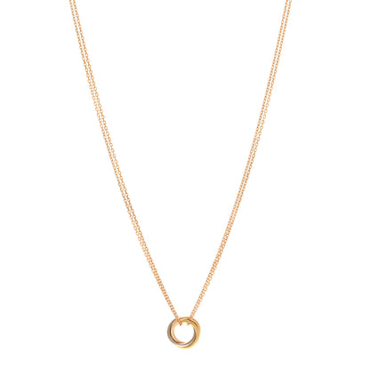 Cartier 18K Pink Yellow White Gold Trinity Double Chain Pendant Necklace 1 of 4