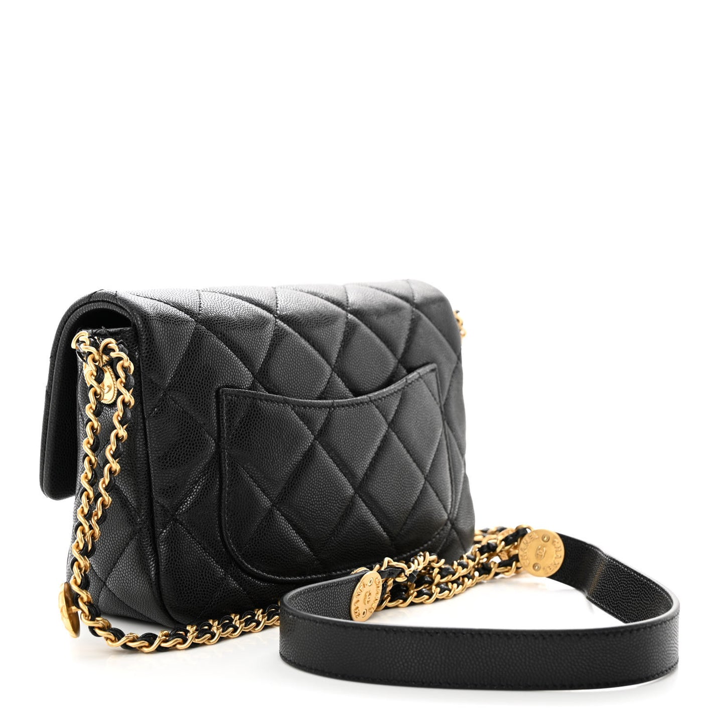 Caviar Quilted Small Twist Your Buttons Flap Black