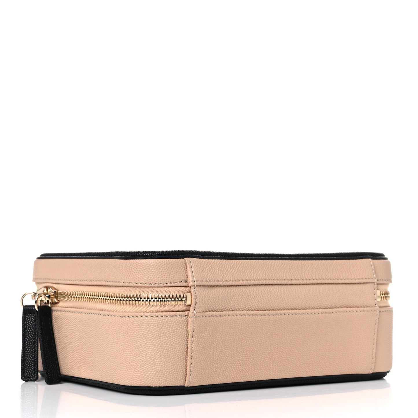 Caviar Quilted Medium CC Filigree Vanity Case Beige Black