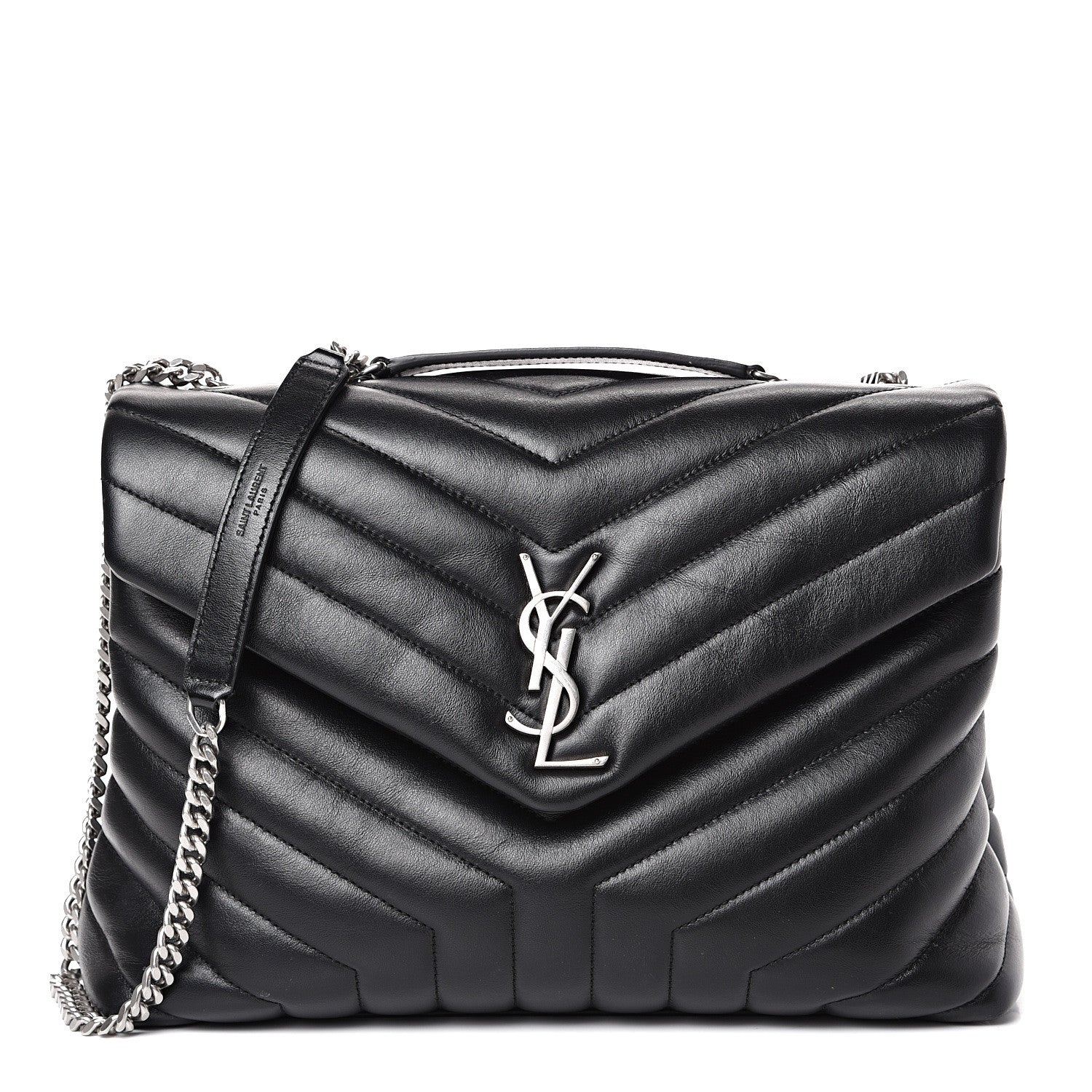 Saint Laurent Calfskin Y Quilted Monogram Medium Loulou Chain Satchel Black 1 of 11