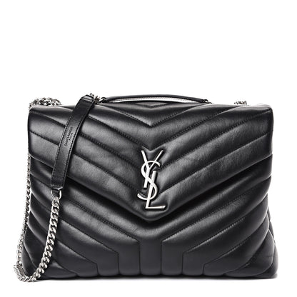Saint Laurent Calfskin Y Quilted Monogram Medium Loulou Chain Satchel Black 1 of 11
