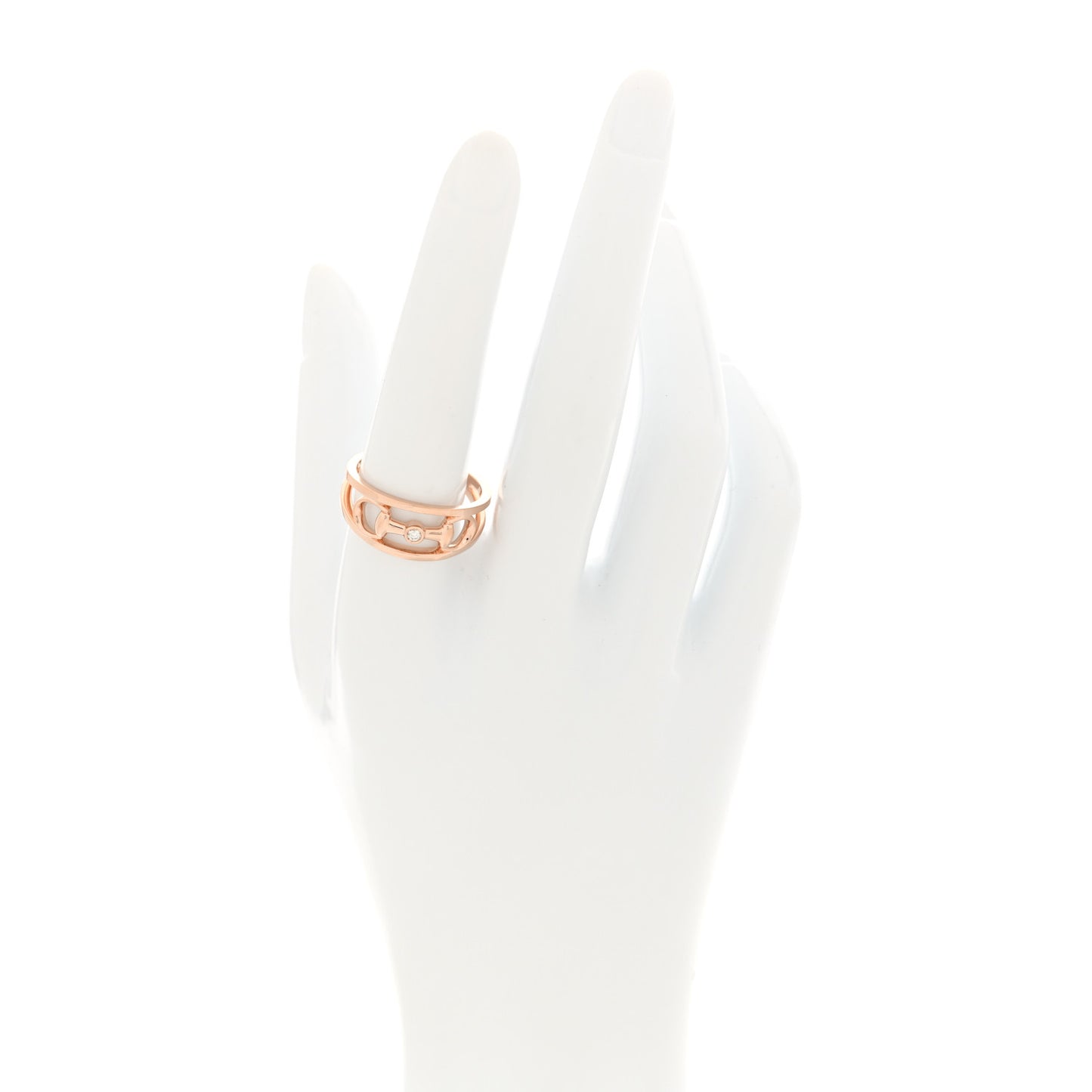 18K Rose Gold Diamond 10mm Horsebit Band Ring 58 8.25