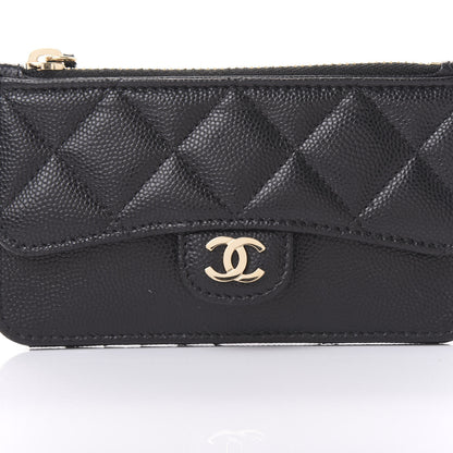 Chanel Caviar Quilted Flap Zip Card Holder Black 10 of 11