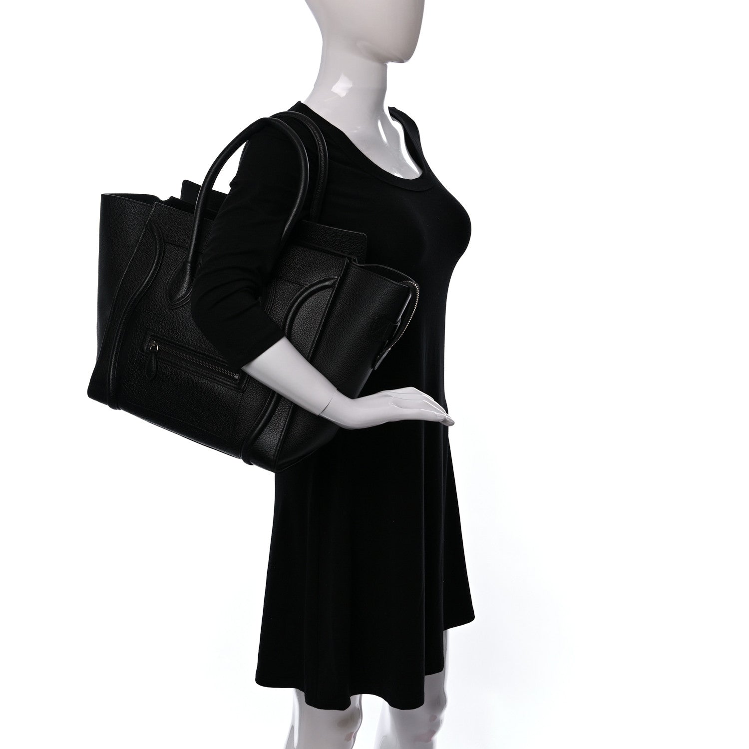 Celine Drummed Calfskin Mini Luggage Black 2 of 14